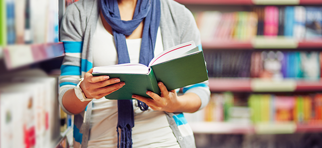 Woman Reading At Library